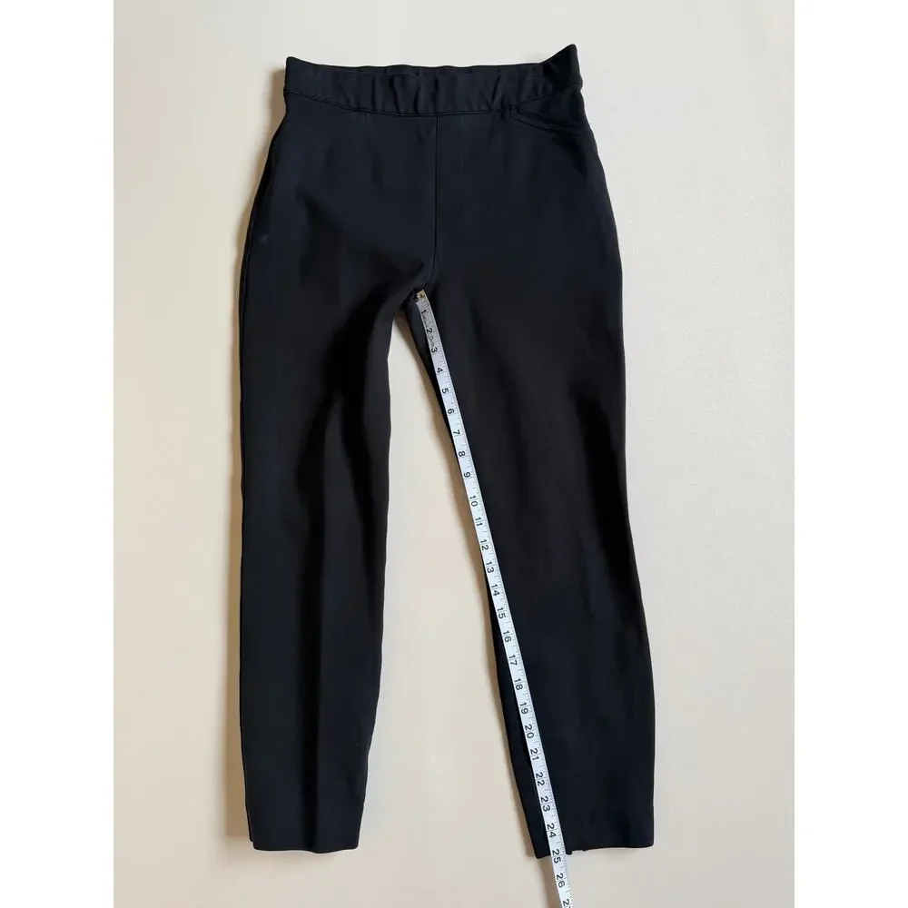 Spanx Women's Black Ponte Slim Pull-On Cropped Straight Leg Pants Size M